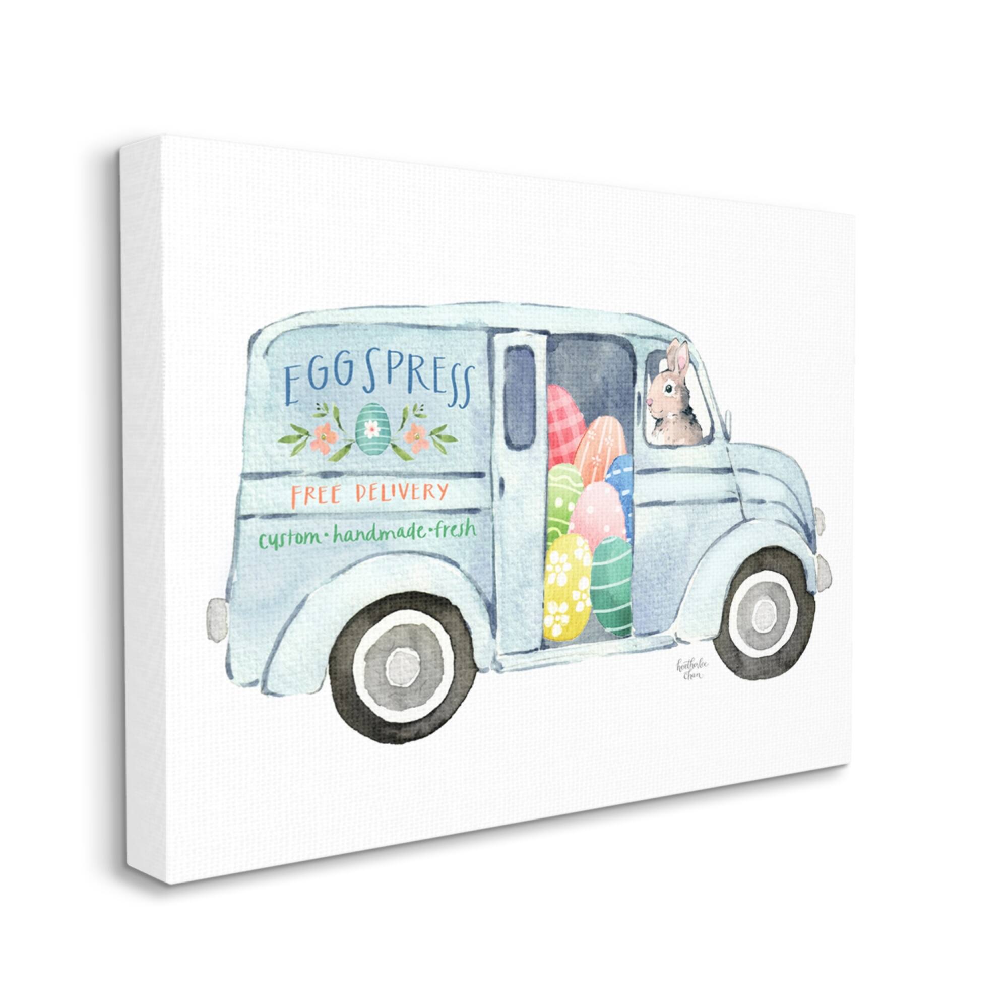Stupell Industries Patterned Easter Eggs Truck Holiday Bunny Painting Canvas Wall Art